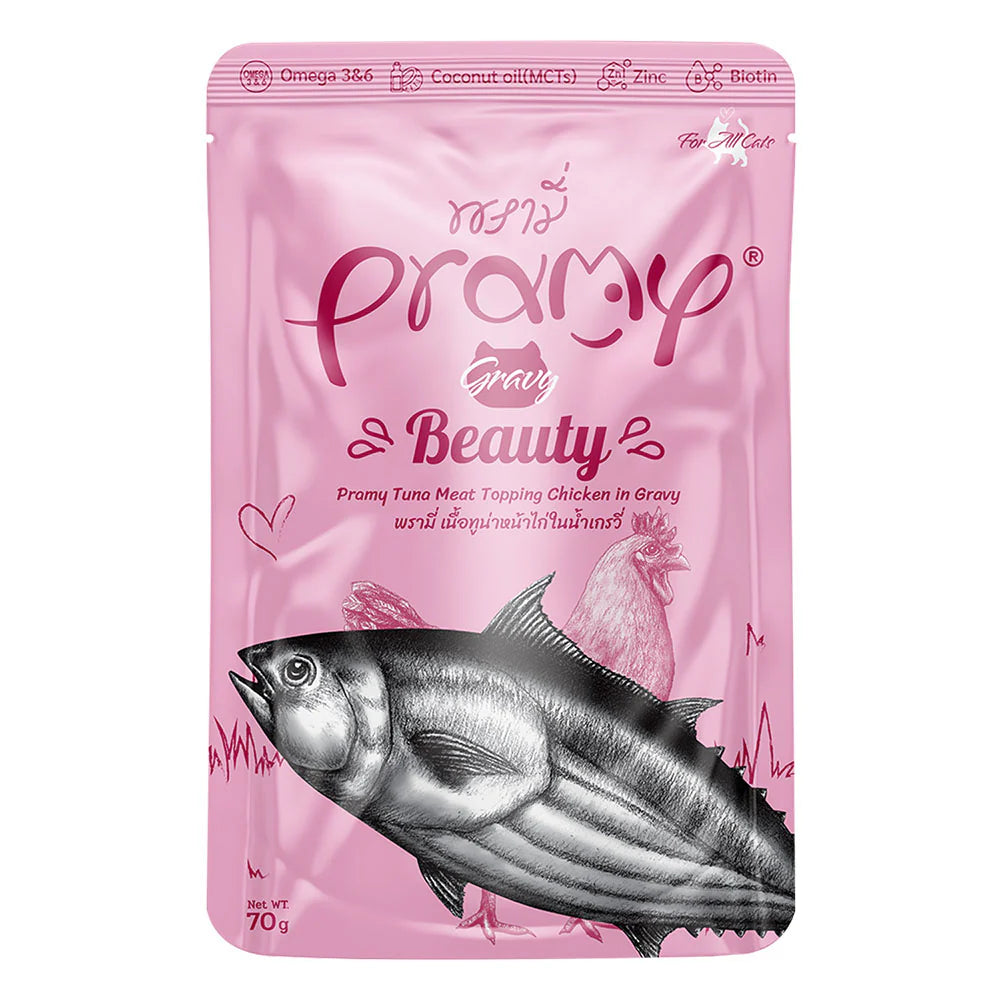 プラミー ツナ・チキングレイビー ビューティー(被毛維持) アダルト 70g×12個入(一般食)