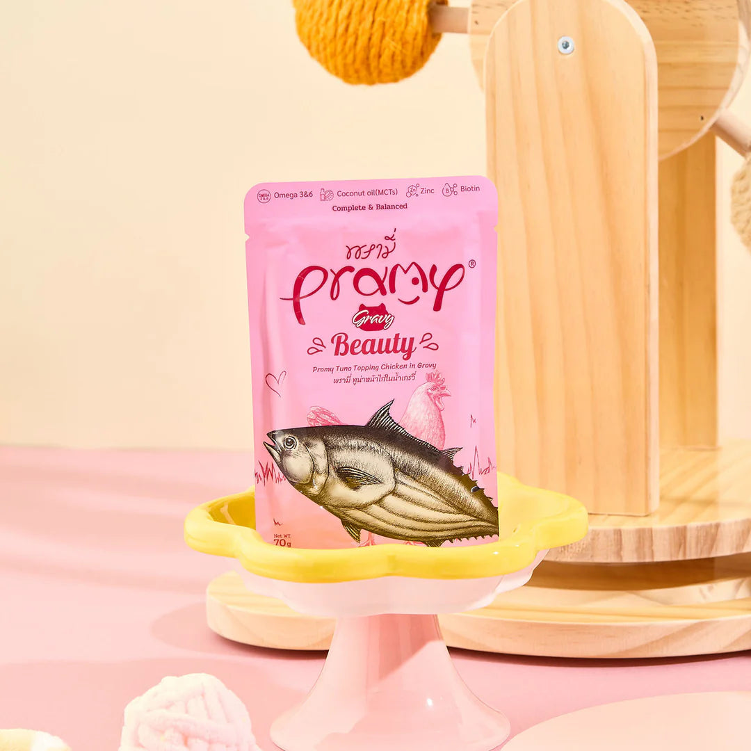 プラミー ツナ・チキングレイビー ビューティー(被毛維持) アダルト 70g×12個入(一般食)